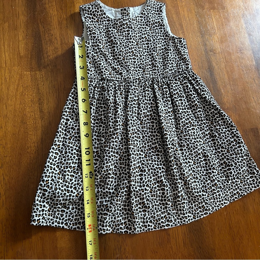 GAP Leopard Print Corduroy Dress | Girl Size 4 | Neutral Sleeveless Button Back - Picture 9 of 10